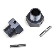 UK-Wheel Hubs (+3 mm offset, 17mm, gun metal ano, w/pins, 2pcs) TEKNO-RC