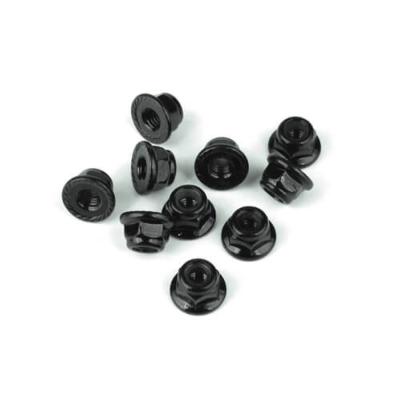 UK-M4 Locknuts (flanged, black, serrated, 10pcs) TEKNO-RC
