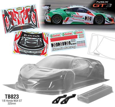 UK-Bodie 1/8e HONDA NSW GT "Blancpain" with wing unpainted TEAM-C