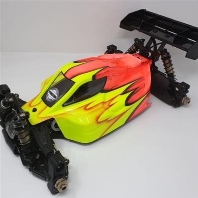 UK-Vision body paint (Yellow/Red) 1/8 buggy for S35-3E/-4E Sworkz and MBX8-Eco BITTYDESIGN