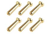 UK-BULLIT CONNECTOR 4.0MM MALE SOLID TYPE GOLD PLATED ULTRA LOW RESISTANCE WIRE 90DEG 6PCS CORALLY