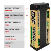 UK-Lipo Batterie 2S 7.6V 4400mAh Gold-NGP 5mm with DEAN cable DXF