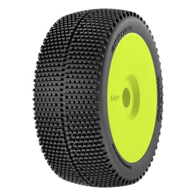UK-Tyres "MICRO" glued on Yellow rims (2) (choice of compound) GRP