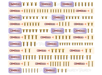 UK-Gold Plated Steel Screw Set 153pcs. ( For TEKNO EB48 2.1 ) T-WORK'S