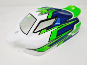 UK-VS2 body painted white/fluorescent green/metalic blue for Hobao VS2 HOBAO RACING