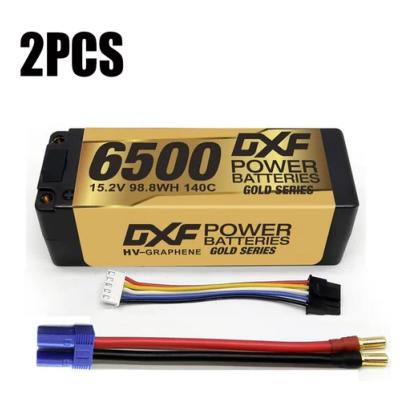 UK-2 X Lipos Battery 4S 15.2V 6500MAH 140C GoldSeries LCG 5MM Graphene with EC5 cable DXF
