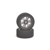 UK-Front foam tyre 26mm 37shore JAP 1/10E (2) - Black rims CONTACT-RC