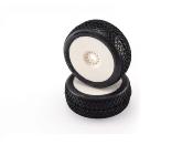 UK-Pair of buggy tires Sahara Preglued White HOTRACE TYRES
