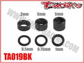 UK-Aluminum 4mm Bore Washer Set 0.5, 0.75 ,1 ,2 ,3 ,5mm each 4pcs. (choice of color) T-WORK's