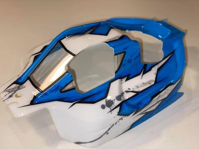 UK-Vision body paint (White/Blue) 1/8 buggy for S35-4 Sworkz Nitro BITTYDESIGN
