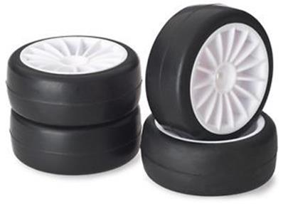 UK-Wheel Set Onroad "20 Spoke / Slick" white 1:10 (4 pcs) HUDY