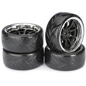 UK-Wheel Set Drift LP " 9 Spoke / Profile A" black/chrome 1:10 (4 pcs) ABSIMA