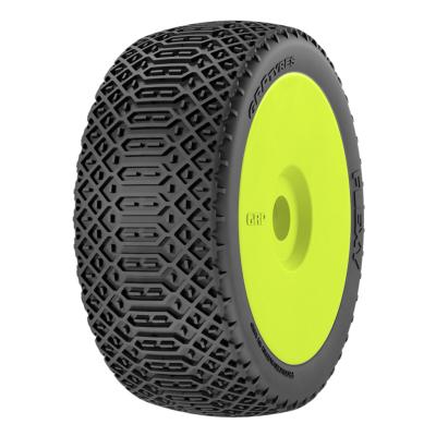 UK-Tyres "FLEXY" glued on yellow rims (2) (choice of compound) GRP