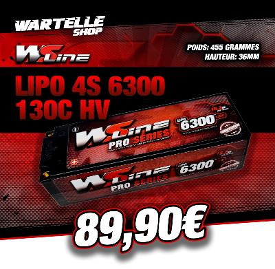 UK-Accu Lipo 6300 130C 4S 15.2V HV Faible ép. (prises PK 5mm) WS-LINE