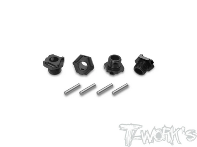 UK-Black Hard Coated 7075-T6 Alum.Light Weight Wheel Hub ( Team Associated RC8 B4.1/4.1E ) 4pcs. T-WORK'S