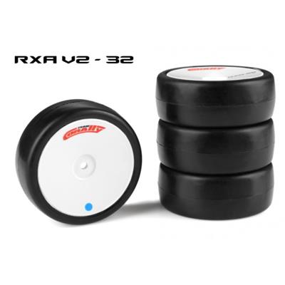 UK-ATTACK RXA V2 RUBBER TYRES 1/10 EP TOURING 32 SHORE ASPHALT 4PCS CORALLY
