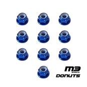 UK-M3 Alum. Flanged Lock Nut Black (10) DONUTS RACING