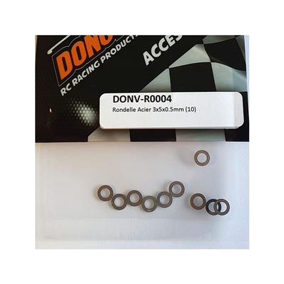 UK-Steel Washer 3x5x0.5mm (10) DONUTS RACING