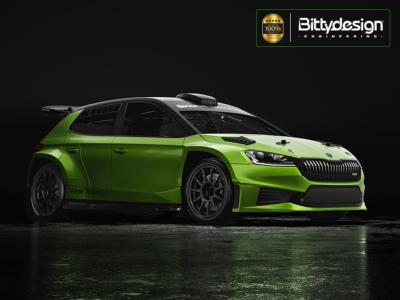 UK-"SKODA Fabia RS" Rally Bodyshell 190mm (unpainted) BITTYDESIGN