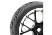 UK-1/10th Street/Tread Tyre 14sp Black/Chrome Wheel (4) FASTRAX