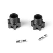 UK-Wheel Hubs (+4mm, lightened, gun metal ano, w/pins, 2pcs) TEKNO-RC