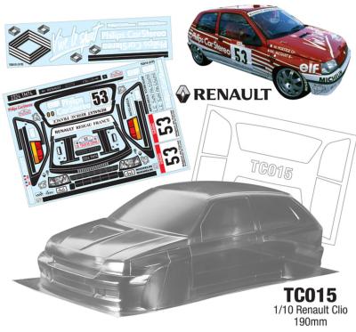 UK-Bodie 1/10e CLIO "Vive le Sport" phase1 190mm (non peinte) TEAM-C