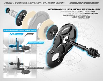 UK-Short 2-Pad Slipper Clutch Set - Shocks in Front X-RAY