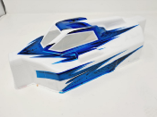 UK-BODYWORK EB48 2.0 WHITE/BLUE METAL PAINTED FOR EB48 2.0 - 2.1 TEKNO-RC