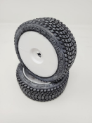 UK-Tires TT 1/8 VELOCIRAPTOR "SPORT SERIES" glued on WHITE rims (2) SP RACING