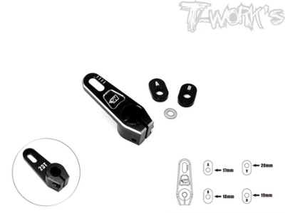 UK-Adjustable 7075-T6 Alum. Clamping 23T/25T Servo Horn +15mm Ver.2 T-WORK'S