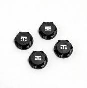 UK-Wheel Nuts (T Logo, 17mm, serrated, BLACK ano, M12x1.0, 4pcs) TEKNO-RC