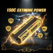 UK-Lipo Batterie 2S 7.6V 6600mAh 150C Gold-NGP 5mm with T DXF-POWER