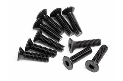 UK-Flat head screw m3x12mm (hex socket/10pcs) HB RACING