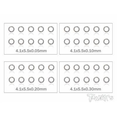UK-4mm Shim Washer Set ( 0.05,0.1,0.2,0.3mm each 10pcs. ) T-WORK'S