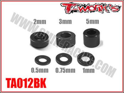 UK-Aluminum 3mm Bore Washer Set 0.5, 0.75 ,1 ,2 ,3 ,5mm each 4pcs. (choice of color) T-WORK'S