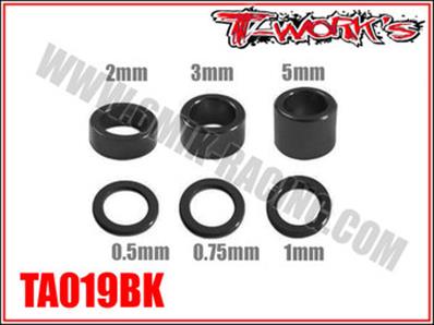 UK-Aluminum 4mm Bore Washer Set 0.5, 0.75 ,1 ,2 ,3 ,5mm each 4pcs. (choice of color) T-WORK's