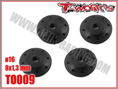 UK-Machined 1.3mmX8 Tapered Shock Pistons 16mm( For Team Associated , Kyosho, HN, Jammin, Nanda) T-WORK'S
