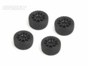 UK-M-Rally Tires+Wheels 10 Spoke Black +1mm (4PCS) CARTEN