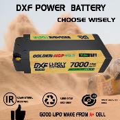UK-Lipo Batterie 2S 7.6V MIDDLE 7000mAh 150C Gold-NGP 5mm avec cordon DEAN DXF-POWER