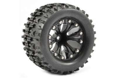 UK-1:10 Mt Jigsaw Mounted 6-Spoke Black 1/2 Offset (Pr) (2) FASTRAX