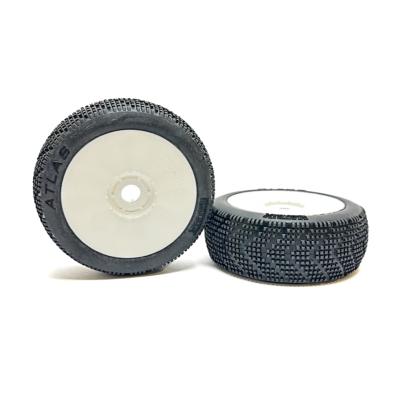 UK-Tyre ATLAS glued on white rims 1/8e buggy (2) (choice of compound) MATRIX