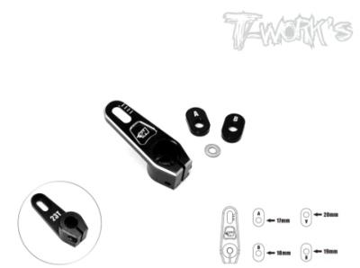 UK-Adjustable 7075-T6 Alum. Clamping 23T Servo Horn +15mm T-WORK'S