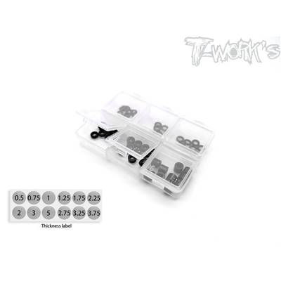 UK-Aluminum 3mm Bore Washer Set 0.5,0.75,1,2,3,5mm Each 10pcs. black T-WORK'S