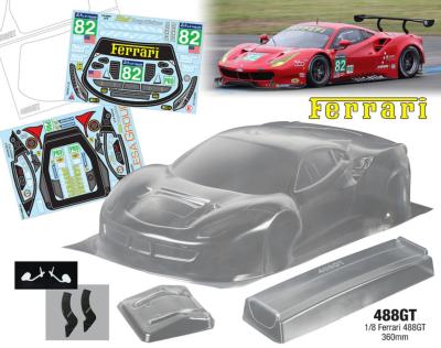 UK-Bodie 1/8e FERRARI 488GT with wing unpainted TEAM-C