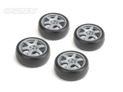UK-TC Slick Tires+Wheels 6 Spoke Grey ET -0mm (4PCS) CARTEN