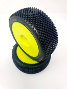 UK-Tires TT 1/8 TERMINATOR glued on YELLOW rims (2) SP RACING