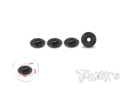 UK-7075-T6 Alum. Ultra Light Weight 14mm Extra large-contact Low Profile Serrated Wheel Nut M4 ( Black ) 4pcs. TWORKS