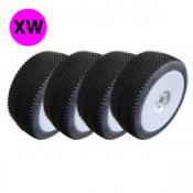UK-Pack NON-Glued KALIF XW Tires (Rain Compound V2) + Inserts + White Rims (4) DONUTS-RACING